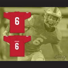 Load image into Gallery viewer, Cordale Flott 6 Saraland High School Spartans Red Football Jersey 3