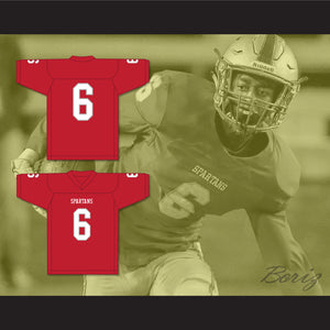 Cordale Flott 6 Saraland High School Spartans Red Football Jersey 3