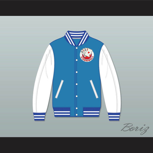 Cornwall Aces Light Blue and White Varsity Letterman Jacket-Style Sweatshirt