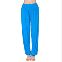 Load image into Gallery viewer, Cotton High Waist Stretch Women Harem Pants S port Pants Flare Pant Dance Club Boho Wide Leg Loose Long Trousers Bloomers Pants