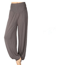 Load image into Gallery viewer, Cotton High Waist Stretch Women Harem Pants S port Pants Flare Pant Dance Club Boho Wide Leg Loose Long Trousers Bloomers Pants