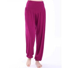 Load image into Gallery viewer, Cotton High Waist Stretch Women Harem Pants S port Pants Flare Pant Dance Club Boho Wide Leg Loose Long Trousers Bloomers Pants