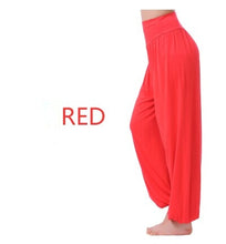 Load image into Gallery viewer, Cotton High Waist Stretch Women Harem Pants S port Pants Flare Pant Dance Club Boho Wide Leg Loose Long Trousers Bloomers Pants
