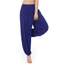 Load image into Gallery viewer, Cotton High Waist Stretch Women Harem Pants S port Pants Flare Pant Dance Club Boho Wide Leg Loose Long Trousers Bloomers Pants