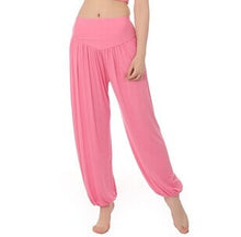 Load image into Gallery viewer, Cotton High Waist Stretch Women Harem Pants S port Pants Flare Pant Dance Club Boho Wide Leg Loose Long Trousers Bloomers Pants