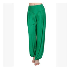 Load image into Gallery viewer, Cotton High Waist Stretch Women Harem Pants S port Pants Flare Pant Dance Club Boho Wide Leg Loose Long Trousers Bloomers Pants