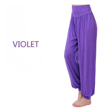 Load image into Gallery viewer, Cotton High Waist Stretch Women Harem Pants S port Pants Flare Pant Dance Club Boho Wide Leg Loose Long Trousers Bloomers Pants