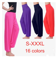 Load image into Gallery viewer, Cotton High Waist Stretch Women Harem Pants S port Pants Flare Pant Dance Club Boho Wide Leg Loose Long Trousers Bloomers Pants