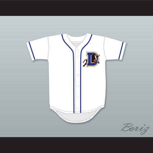 Crash Davis 8 Durham Bulls Button Down White Baseball Jersey