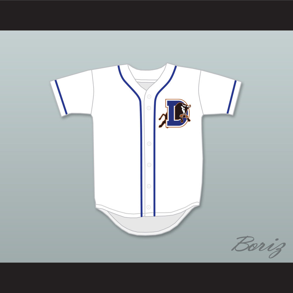 Crash Davis 8 Durham Bulls Button Down White Baseball Jersey