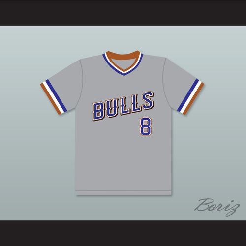 Crash Davis 8 Durham Bulls Gray Baseball Jersey 1