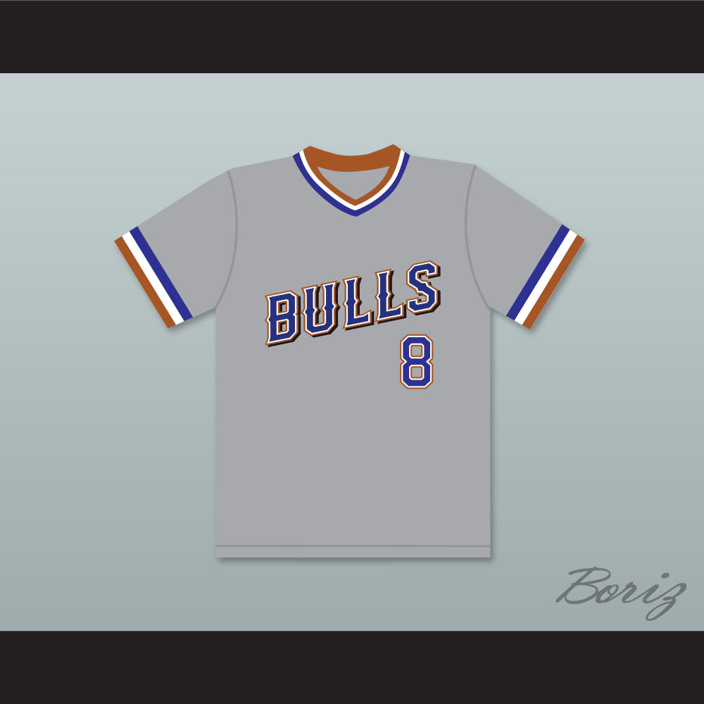 Crash Davis 8 Durham Bulls Gray Baseball Jersey 1