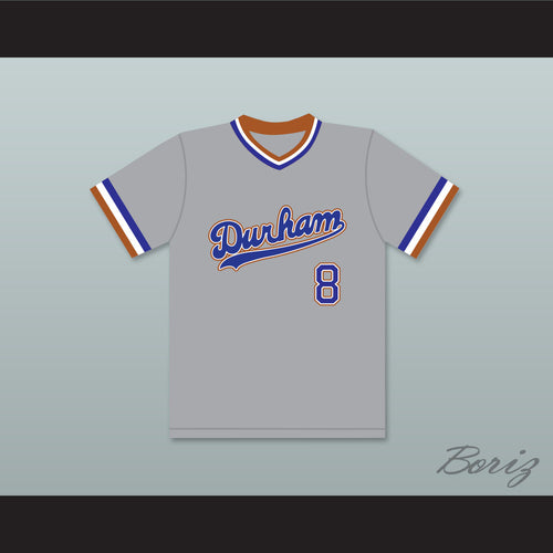 Crash Davis 8 Durham Bulls Gray Baseball Jersey 2