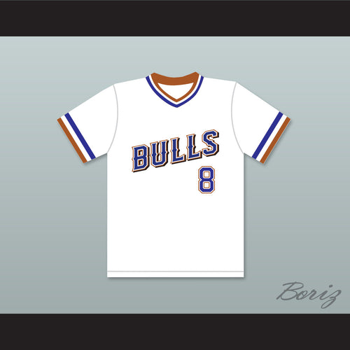 Crash Davis 8 Durham Bulls White Baseball Jersey 1