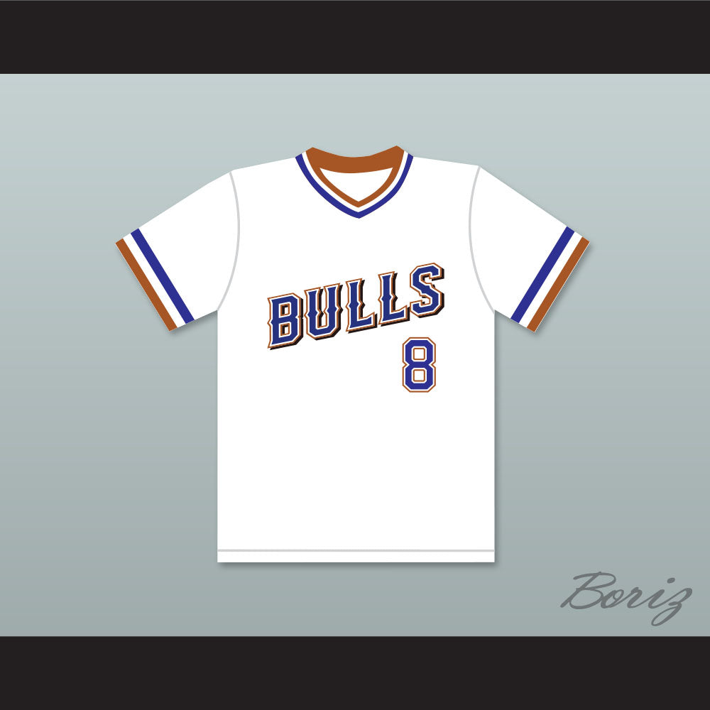 Crash Davis 8 Durham Bulls White Baseball Jersey 1