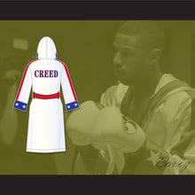 Load image into Gallery viewer, Adonis &#39;Creed&#39; Johnson White Satin Full Boxing Robe with Hood Creed II