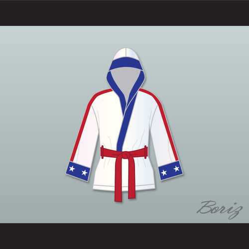 Adonis 'Creed' Johnson White Satin Half Boxing Robe with Hood Creed II