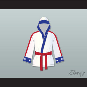 Adonis 'Creed' Johnson White Satin Half Boxing Robe with Hood Creed II
