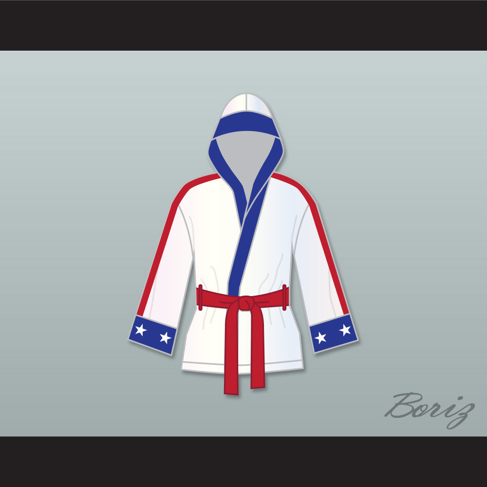 Adonis 'Creed' Johnson White Satin Half Boxing Robe with Hood Creed II