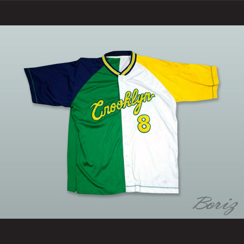 Crooklyn 8 Green-White-Navy Blue-Yellow Button Down Baseball Jersey