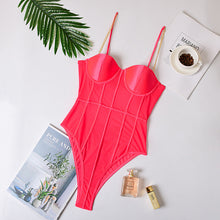 Load image into Gallery viewer, Cryptographic Black Mesh Transparent Bodysuit Metal Chain Straps Backless Bodysuits Sexy Bodycon Jumpsuit Fashion Club Party