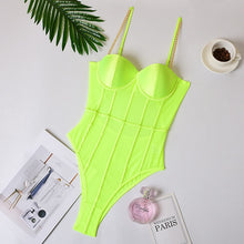 Load image into Gallery viewer, Cryptographic Black Mesh Transparent Bodysuit Metal Chain Straps Backless Bodysuits Sexy Bodycon Jumpsuit Fashion Club Party