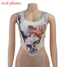 Load image into Gallery viewer, Cryptographic Fashion Aesthetic Print Crop Tops for Women Sleeveless Corset Vest Top Cropped Feminino Backless Club Top Tanks