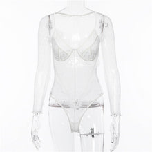 Load image into Gallery viewer, Cryptographic Hot Sale mesh lace bodysuit women body suit transparent sexy long sleeve catsuit jumpsuit 2019 bralette bodysuits