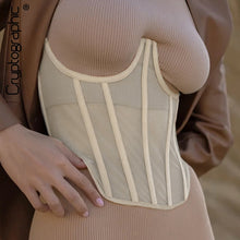 Load image into Gallery viewer, Cryptographic Mesh Sexy Breasted Corset Belt Ladies Sleeveless Fashion Luxury Harness Corset Club Party Sheer Cupped Cummerbunds