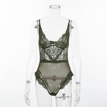 Load image into Gallery viewer, Cryptographic Mesh Sheer Lace Bodysuit Sexy V-Neck Jumpsuits for Women 2020 Teddies Catsuits Fashion Body Mujer Party Clubwear