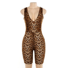 Load image into Gallery viewer, Cryptographic Sexy Deep V-Neck Sleeveless Leopard Rompers Womens Jumpsuit Short Summer Streetwear Playsuit Fashion Body Feminino