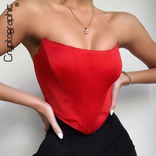 Load image into Gallery viewer, Cryptographic Sleeveless Off Shoulder Velvet Fashion Sexy Corset Crop Tops Vest Female Underwear Backless Bustier Top Solid