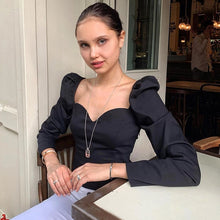 Load image into Gallery viewer, Cryptographic Vintage Square Collar Casual Puff Sleeve Women's Shirts And Blouses Autumn Solid Long Sleeve Tops 2019 Fashion