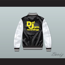 Load image into Gallery viewer, Def Jam Recordings Black/ White Varsity Letterman Satin Bomber Jacket 1