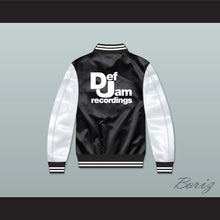 Load image into Gallery viewer, Def Jam Recordings Black/ White Varsity Letterman Satin Bomber Jacket 2
