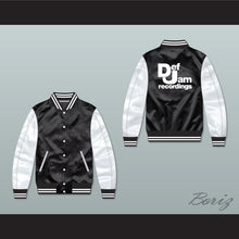 Load image into Gallery viewer, Def Jam Recordings Black/ White Varsity Letterman Satin Bomber Jacket 2