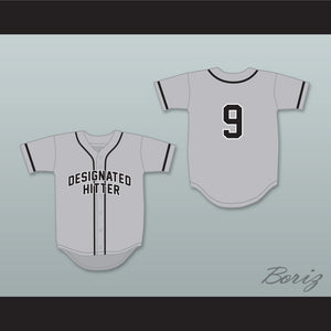 Designated Hitter 9 Gray Baseball Jersey