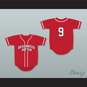 Designated Hitter 9 Red Baseball Jersey
