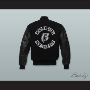 DMX Rough Ryders NYC Black Wool and Black Lab Leather Varsity Letterman Jacket