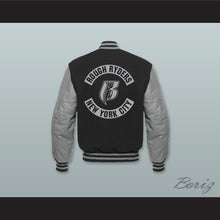 Load image into Gallery viewer, DMX Rough Ryders NYC Black Wool and Gray Lab Leather Varsity Letterman Jacket