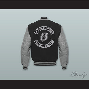 DMX Rough Ryders NYC Black Wool and Gray Lab Leather Varsity Letterman Jacket