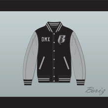 Load image into Gallery viewer, DMX Ruff Ryders Black and Gray Varsity Letterman Jacket-Style Sweatshirt