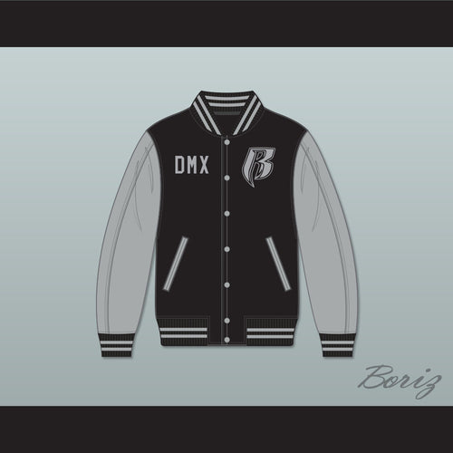 DMX Ruff Ryders Black and Gray Varsity Letterman Jacket-Style Sweatshirt