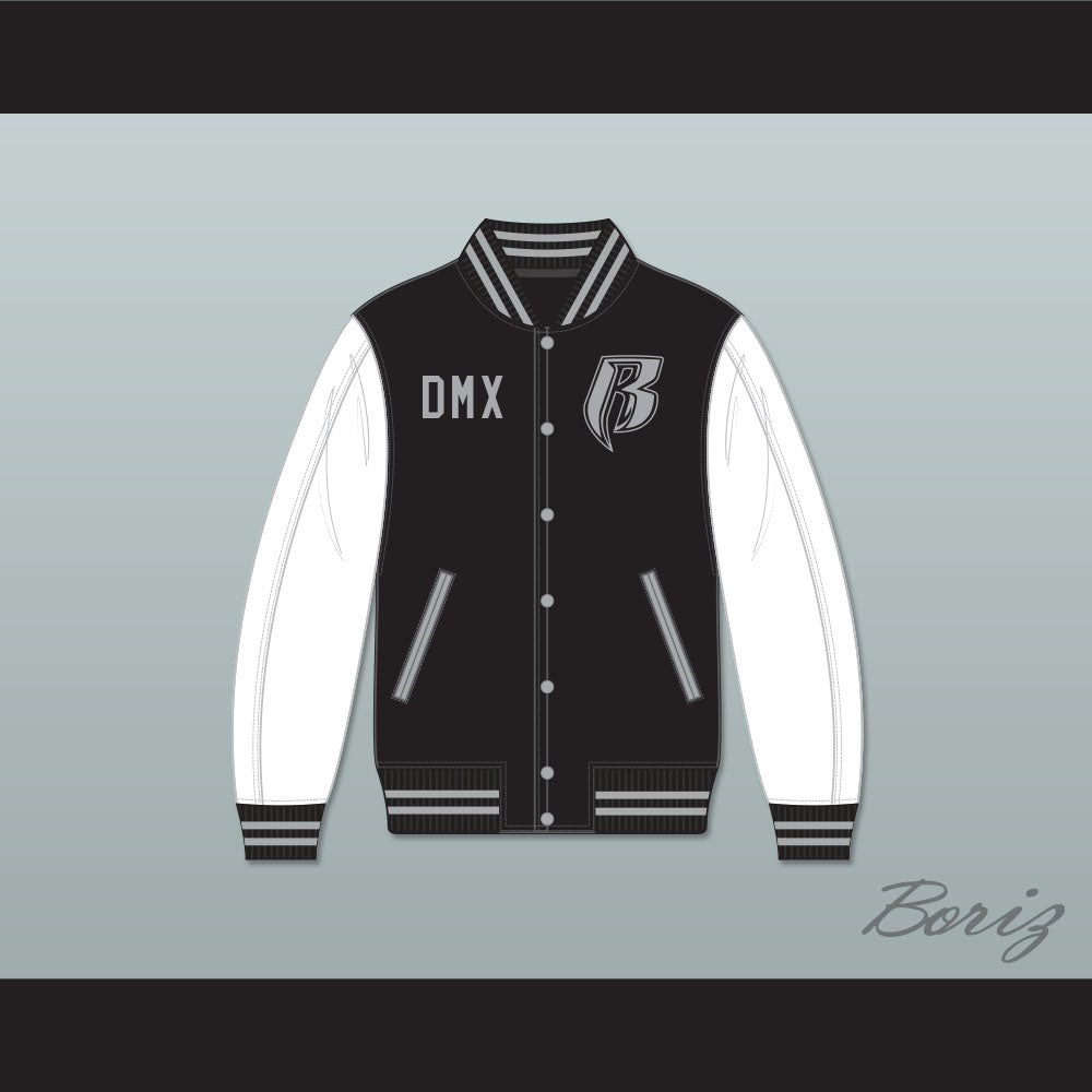 DMX Ruff Ryders Black and White Varsity Letterman Jacket-Style Sweatshirt