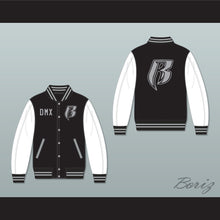 Load image into Gallery viewer, DMX Ruff Ryders Black and White Varsity Letterman Jacket-Style Sweatshirt