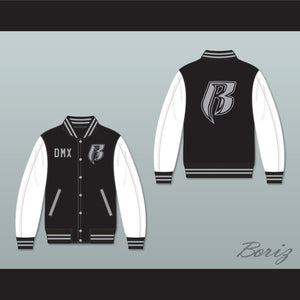 DMX Ruff Ryders Black and White Varsity Letterman Jacket-Style Sweatshirt