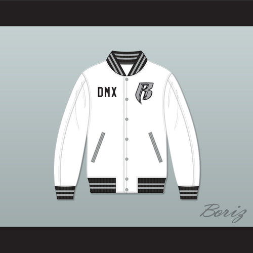DMX Ruff Ryders White Varsity Letterman Jacket-Style Sweatshirt