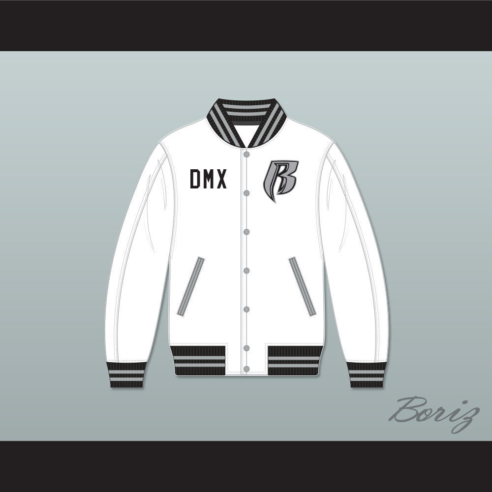 DMX Ruff Ryders White Varsity Letterman Jacket-Style Sweatshirt