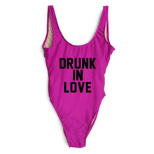 Load image into Gallery viewer, DRUNK IN LOVE Letter Print 1 One Piece Swimsuit Women Red Swimwear Monokini Sexy Bodysuit Bathing Suit Wedding bathing suit 2018