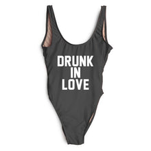 Load image into Gallery viewer, DRUNK IN LOVE Letter Print 1 One Piece Swimsuit Women Red Swimwear Monokini Sexy Bodysuit Bathing Suit Wedding bathing suit 2018